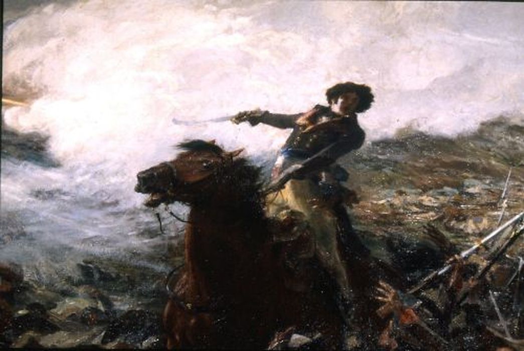 tableau : Le Général Hoche à Froeschwiller, vue partielle - © Ministère de la Culture (France), Conservation des antiquités et des objets d’art de l'Ariège – Tous droits réservés 