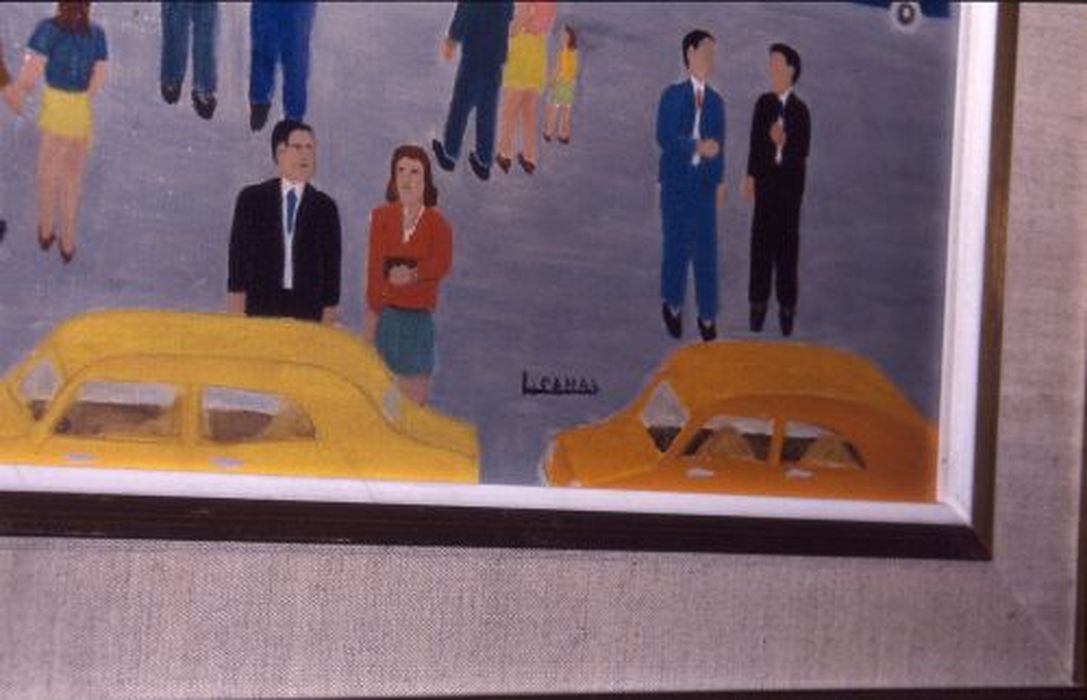 tableau : Entrée de la mairie de Foi, détail de la signature - © Ministère de la Culture (France), Conservation des antiquités et des objets d’art de l'Ariège – Tous droits réservés 