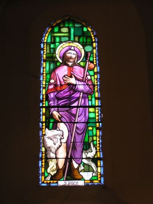 verrière : Saint Roch et son chien - © Ministère de la Culture (France), Conservation des antiquités et des objets d’art de l'Ariège – Tous droits réservés
