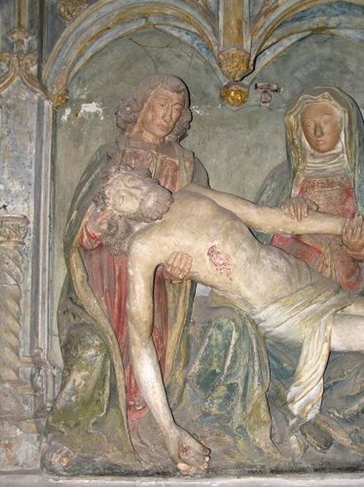 groupe sculpté : Vierge de Pitié, vue partielle - © Ministère de la Culture (France), Conservation des antiquités et des objets d’art de l'Ariège – Tous droits réservés 