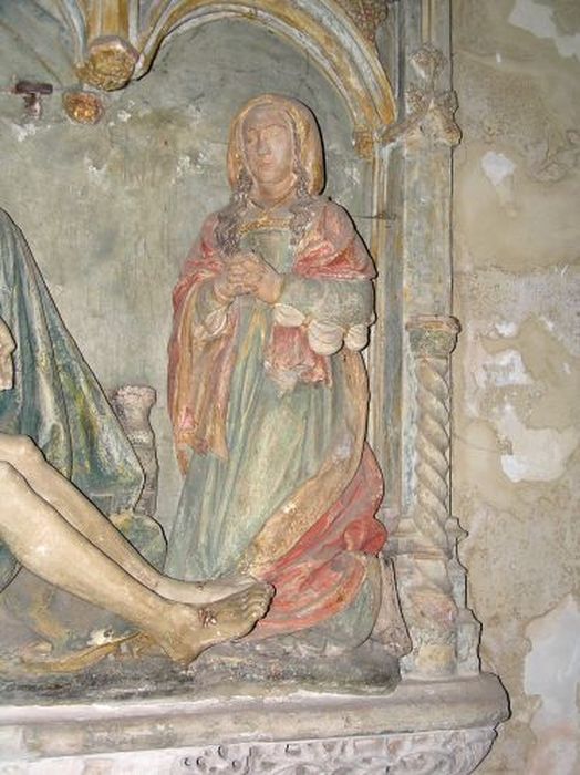 groupe sculpté : Vierge de Pitié, vue partielle - © Ministère de la Culture (France), Conservation des antiquités et des objets d’art de l'Ariège – Tous droits réservés 