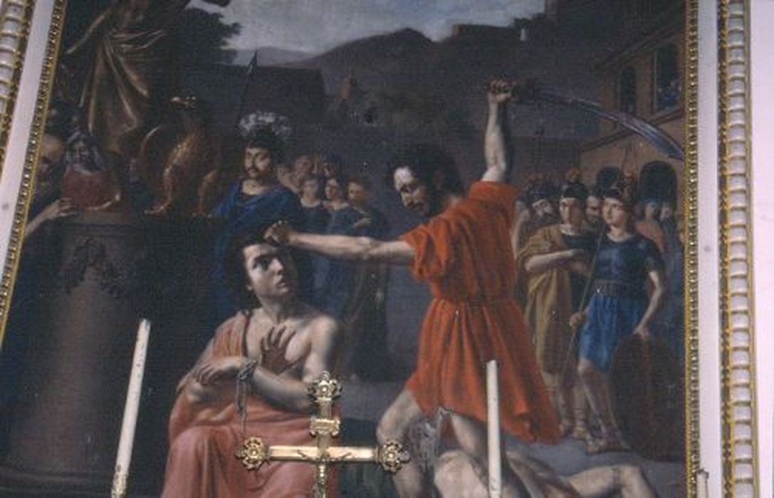 tableau : Décapitation des saints Abdon et Sennen, vue partielle - © Ministère de la Culture (France), Conservation des antiquités et des objets d’art de l'Ariège – Tous droits réservés 