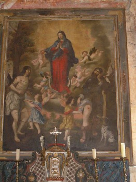 tableau : Vierge entre saint Sébastien et saint Roch (la)