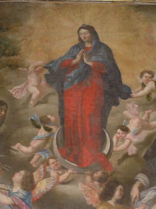 tableau : Vierge entre saint Sébastien et saint Roch (la), vue partielle