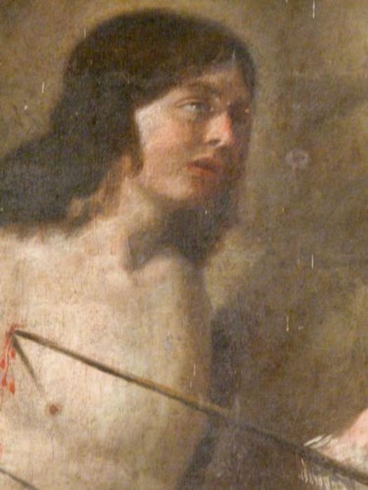 tableau : Vierge entre saint Sébastien et saint Roch (la), détail