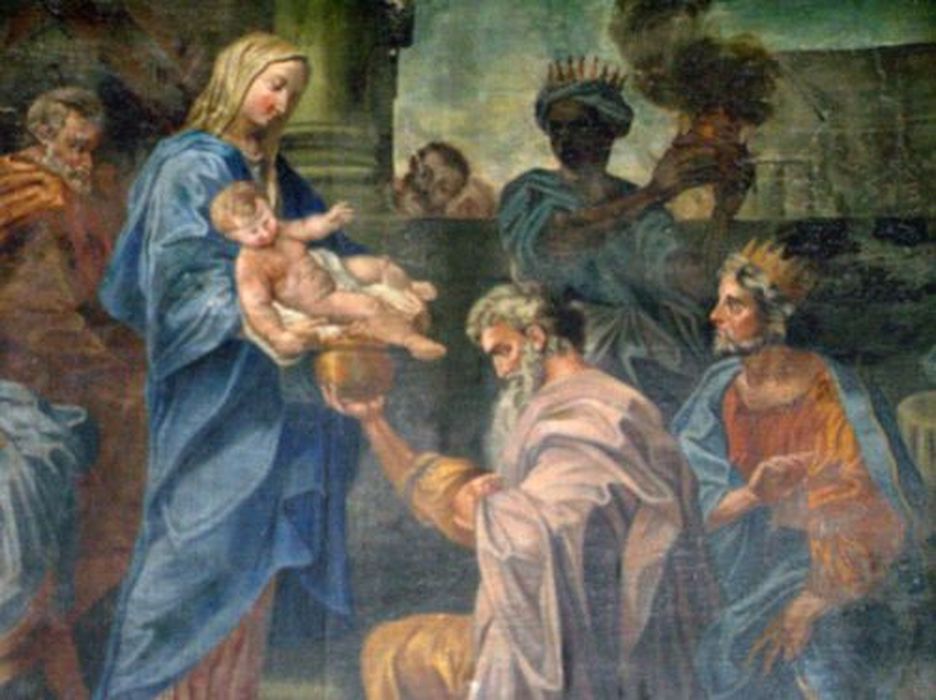 tableau : Adoration des mages (l’), vue partielle