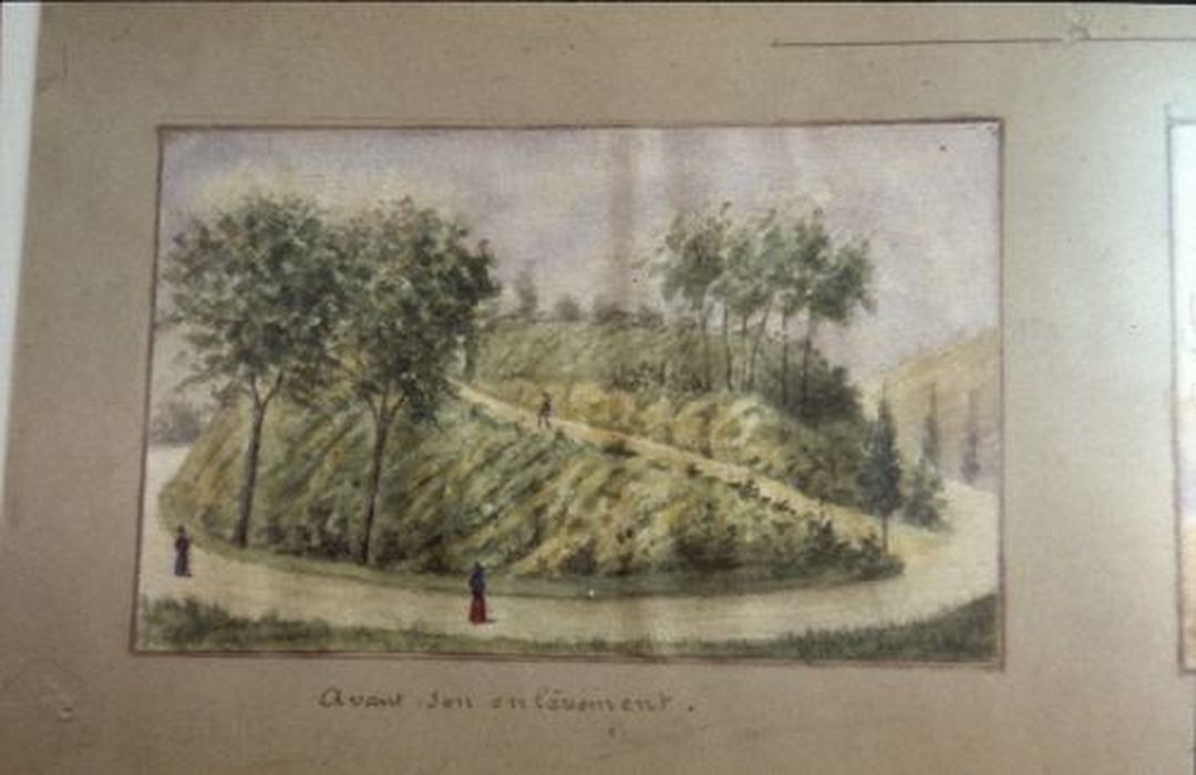 dessin : Enlèvement de la butte du Castella de 1878 à 1879 - © Ministère de la Culture (France), Conservation des antiquités et des objets d’art de l'Ariège – Tous droits réservés 