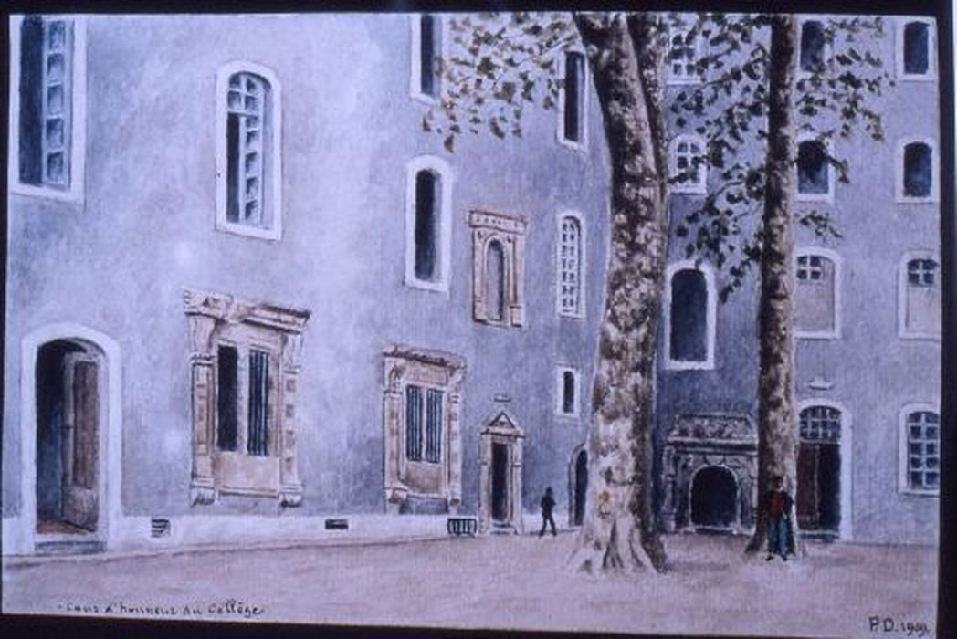 dessin : Cour d'honneur du Collège - © Ministère de la Culture (France), Conservation des antiquités et des objets d’art de l'Ariège – Tous droits réservés