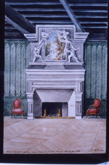 dessin : Cheminée de la maison Subra-Duquier - © Ministère de la Culture (France), Conservation des antiquités et des objets d’art de l'Ariège – Tous droits réservés