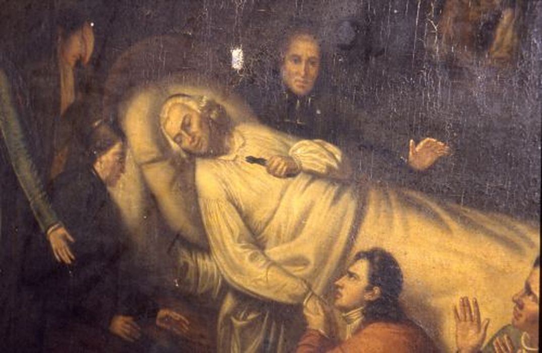 tableau : La Mort d'un Abbé, vue partielle - © Ministère de la Culture (France), Conservation des antiquités et des objets d’art de l'Ariège – Tous droits réservés 