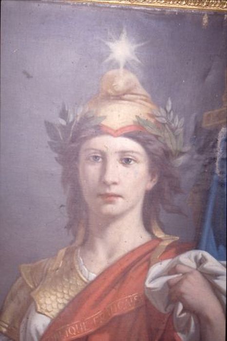 tableau : Allégorie de la République, vue partielle - © Ministère de la Culture (France), Conservation des antiquités et des objets d’art de l'Ariège – Tous droits réservés 