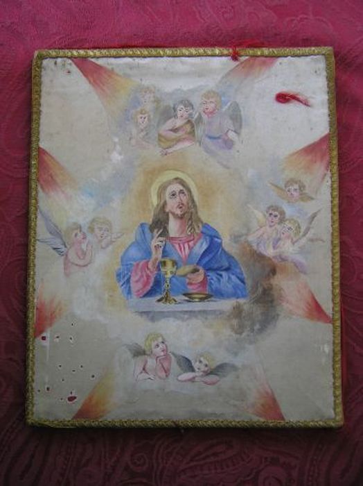 bourse de corporal : Buste du Christ - © Ministère de la Culture (France), Conservation des antiquités et des objets d’art de l'Ariège – Tous droits réservés