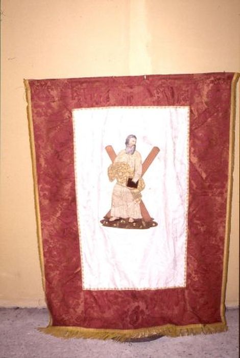 bannière de procession : Immaculée Conception et Saint André - © Ministère de la Culture (France), Conservation des antiquités et des objets d’art de l'Ariège – Tous droits réservés