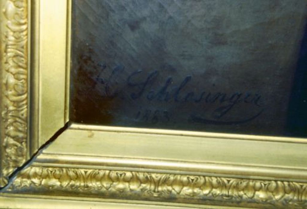 tableau : L’Abbé Duclos, curé de La Madeleine à Paris, détail de la signature - © Ministère de la Culture (France), Conservation des antiquités et des objets d’art de l'Ariège – Tous droits réservés 
