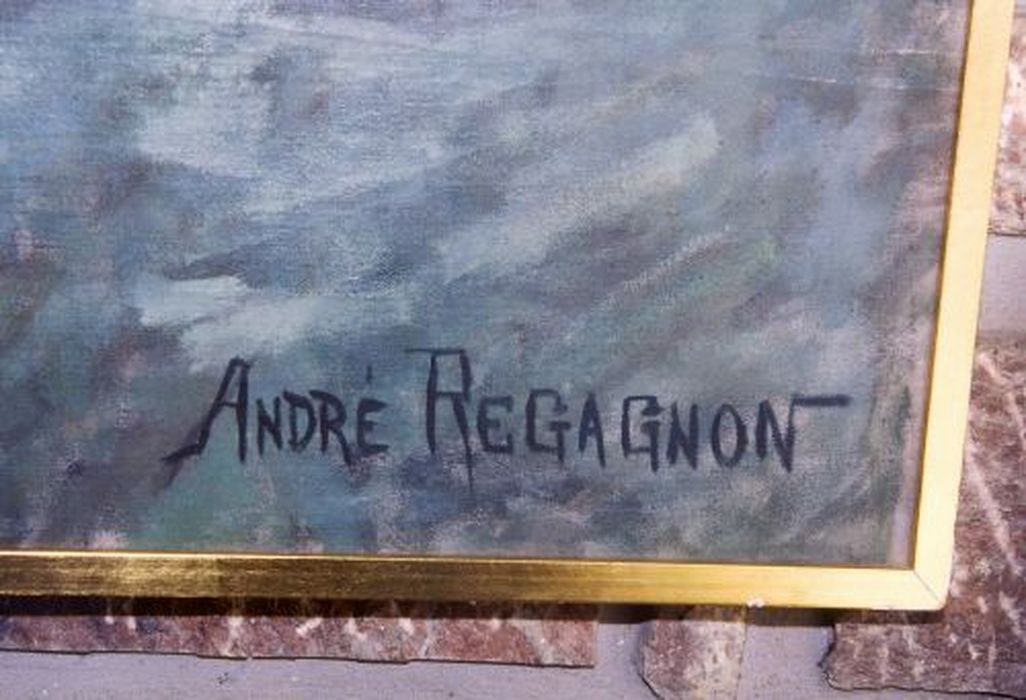 tableau : Monsieur Regagnon, père de l'artiste, détail de la signature - © Ministère de la Culture (France), Conservation des antiquités et des objets d’art de l'Ariège – Tous droits réservés 