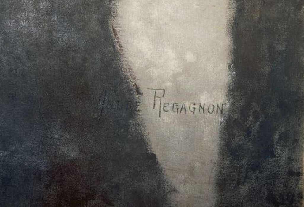 tableau : Le Conducteur de bœuf, détail de la signature - © Ministère de la Culture (France), Conservation des antiquités et des objets d’art de l'Ariège – Tous droits réservés 