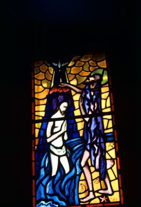 verrière : Baptême du Christ - © Ministère de la Culture (France), Conservation des antiquités et des objets d’art de l'Ariège – Tous droits réservés