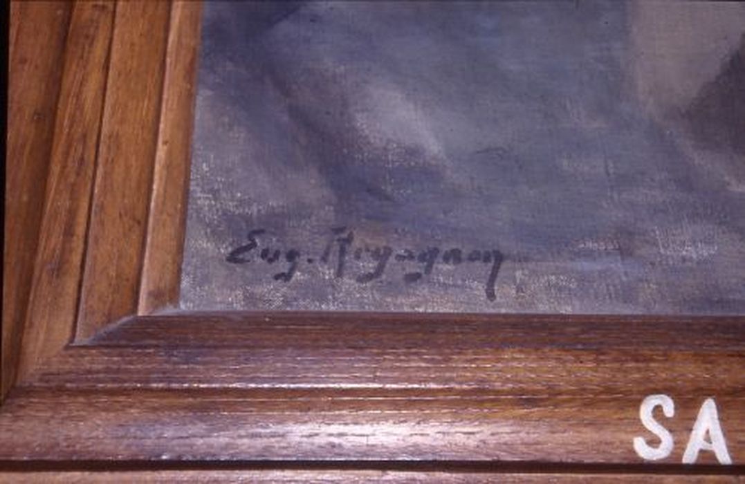 tableau : Sainte Bernadette, détail de la signature - © Ministère de la Culture (France), Conservation des antiquités et des objets d’art de l'Ariège – Tous droits réservés 