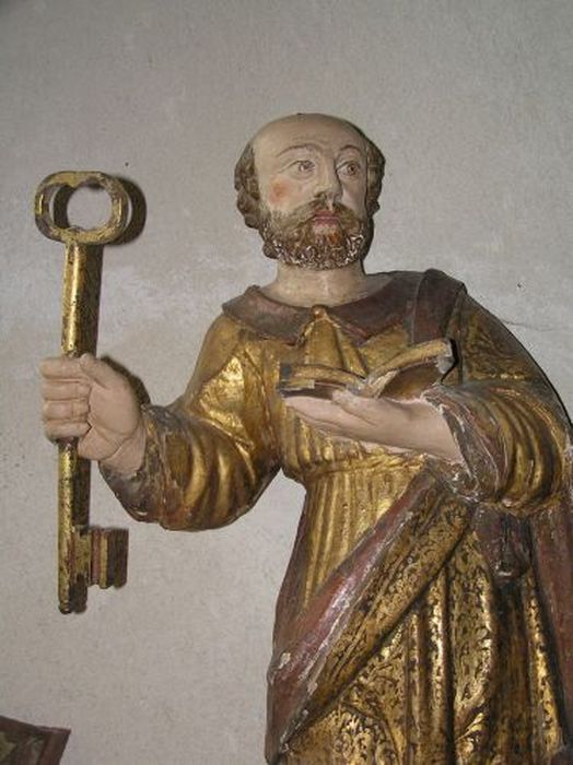 statue : Saint Pierre, vue partielle - © Ministère de la Culture (France), Conservation des antiquités et des objets d’art de l'Ariège – Tous droits réservés 