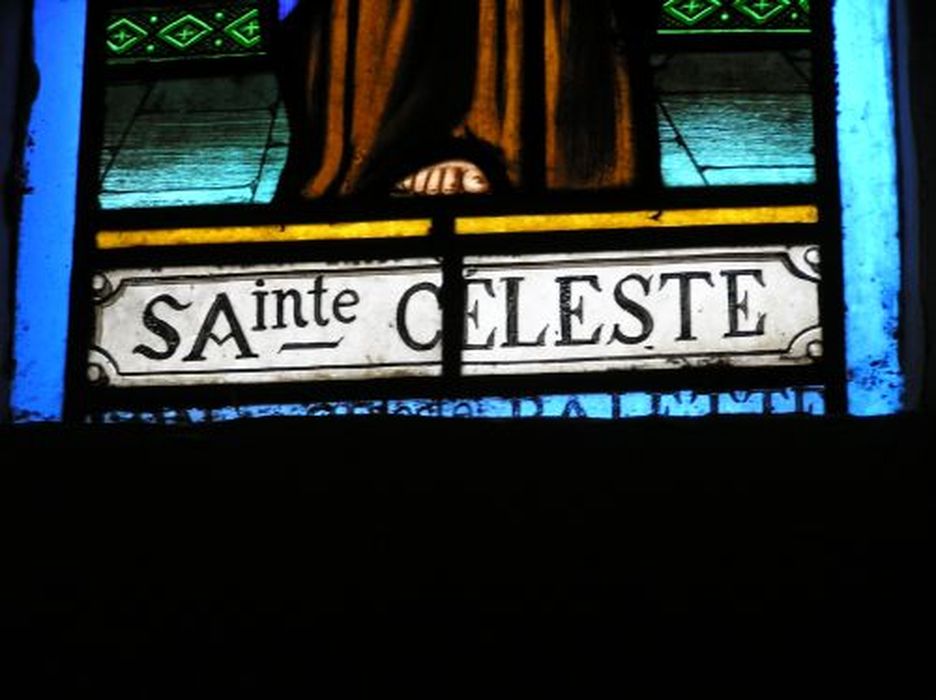verrière : Sainte Céleste, détail de l’inscription