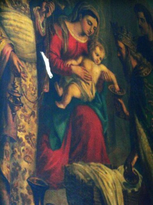 tableau : Adoration des Mages (l’), vue partielle