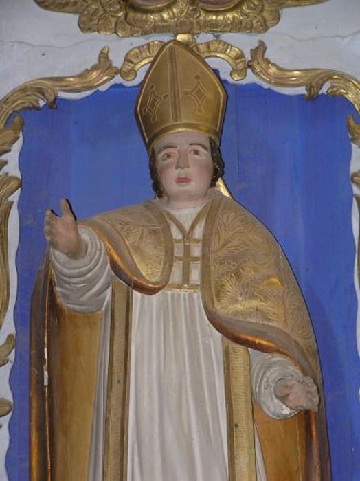 statue (statuette) : Saint Blaise, vue partielle