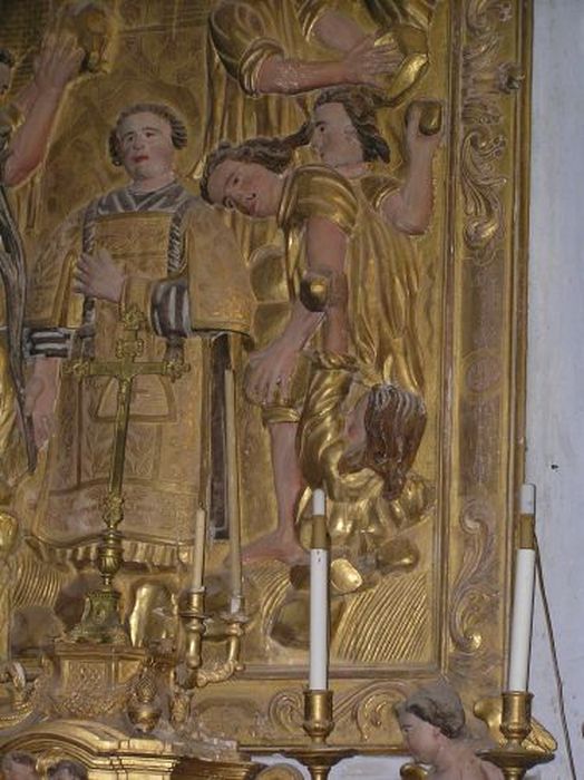 retable du maître-autel, haut-relief : Lapidation de saint Etienne, vue partielle