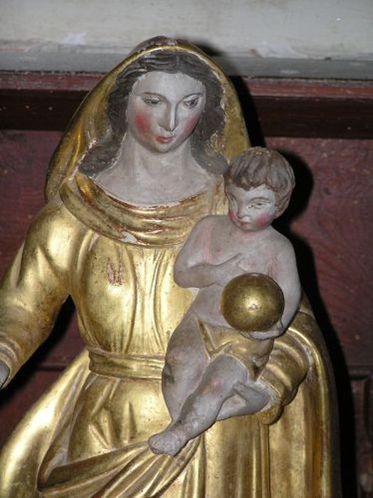 statuette : Vierge à l'Enfant, vue partielle