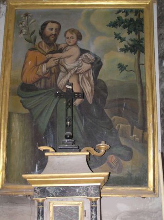 Tableau et son cadre : Saint Joseph et l’Enfant Jésus