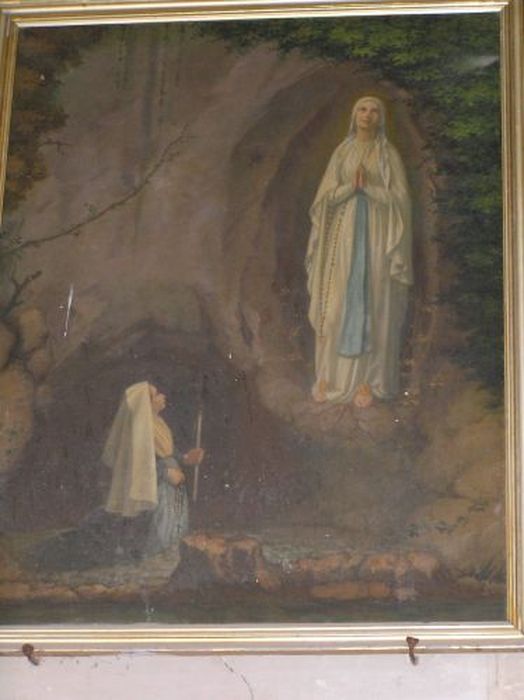 Tableau et son cadre : Apparition de la Vierge à sainte Bernadette à Lourdes