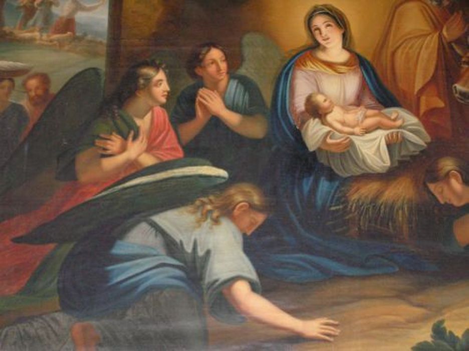 tableau : Nativité et adoration des Anges, vue partielle