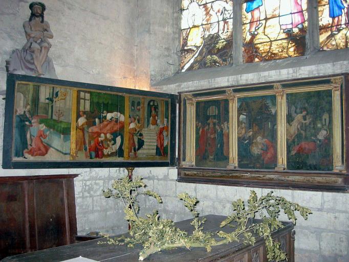 Triptyque : Mariage de la Vierge ; Nativité ; saint Michel annonçant à la Vierge sa mort, vue générale