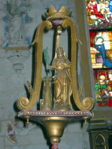 3 bâtons de procession de confrérie : Saint Vincent, sainte Anne, sainte Barbe