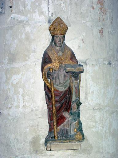 Statue : Saint évêque et donatrice