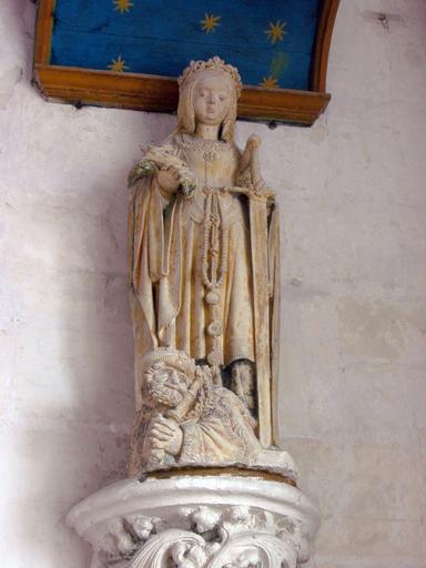 bas-côté sud, chapelle de la 5e travée (chapelle Sainte-Catherine) : sur une console au-dessus de l'autel