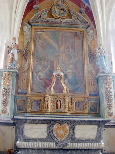 Maître-autel, retable, statuettes, peintures et exposition