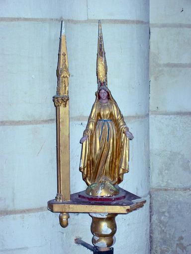 Bâtons de procession de confrérie (2) : Éducation de la Vierge, Vierge, vue partielle