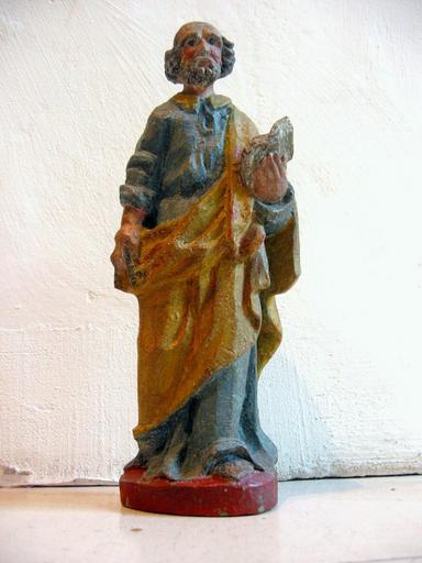 Statuettes de bâton de procession : Évêque, abbé, saint Pierre (Trésor des Eglises de Brienne-le-Château), vue partielle : saint Pierre