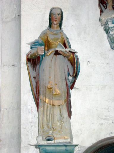 Statue : Sainte abbesse au livre, vue générale