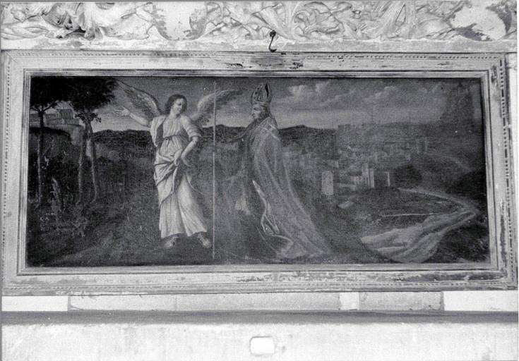 Tableau : Saint abbé et un ange (disparu), vue générale