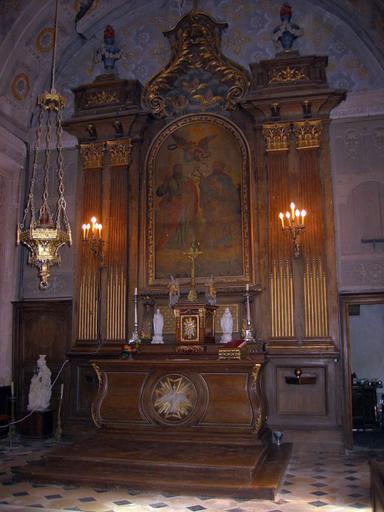 Maître-autel ; retable ; tabernacle (déplacé à Trancault), vue générale du maître-autel et de son retable