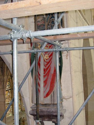 Statue : Évêque tenant une église (pape ?), vue générale