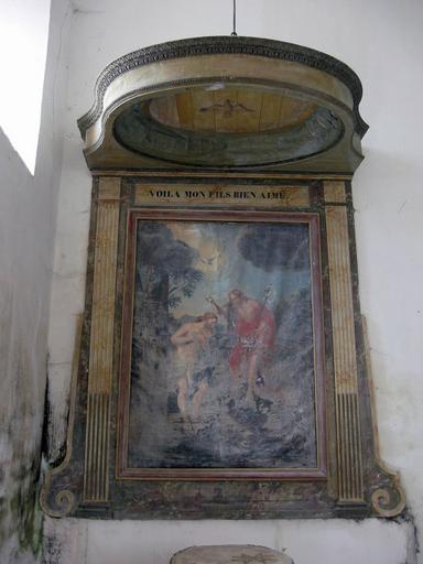 Baldaquin des fonts baptismaux ; tableau : Baptême du Christ, vue générale