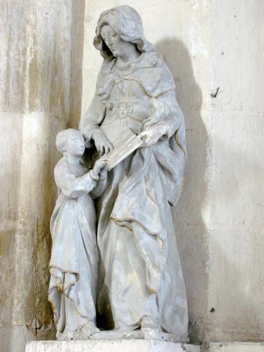 Groupe sculpté : Éducation de la Vierge, vue générale