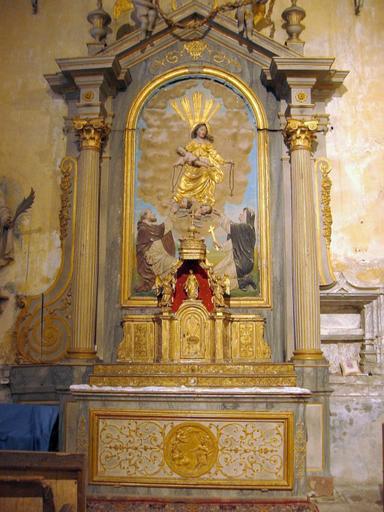 Autel, retable, tabernacle, bas-relief : l'Institution du Rosaire