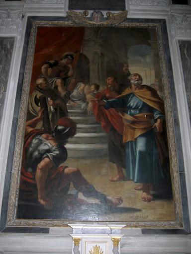 2 tableaux : Jugement de saint Pierre, Dieu le Père