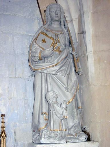 Groupe sculpté : Sainte Reine et donateur, vue générale