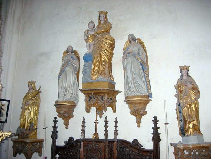 5 statues : Anges, Vierge à l'Enfant, sainte Marguerite, sainte Catherine