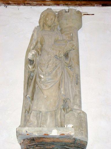 Statue (petite nature) : Sainte Barbe, vue générale