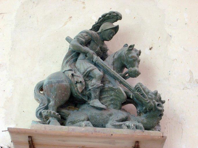 Groupe sculpté : Saint Georges terrassant le dragon